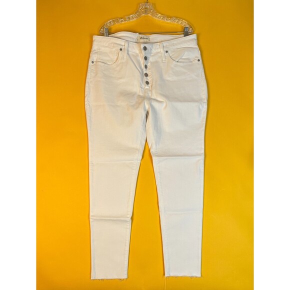 Madewell Taller Mid Rise Skinny Jeans Womens 34 Pure White Denim Button Up NWT - Picture 1 of 10